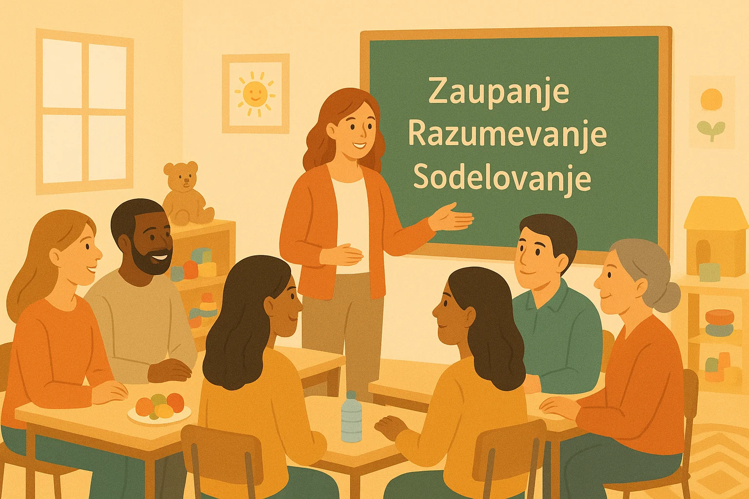 Ilustracija srečanja staršev v vrtcu